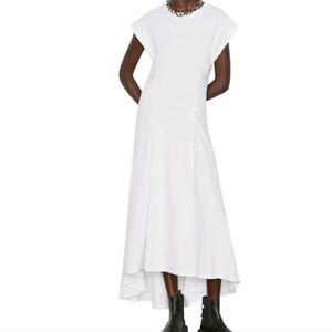 Frame x Revolve fitted flare organic cotton white high low minimalist Maxi Dress
